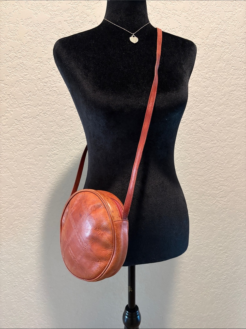 Yves Saint Laurent Vintage Round Leather Crossbody Bag in Burnt Orange